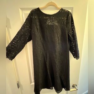 LOFT Size 14 Black Lace Dress with Lace Sleeves
